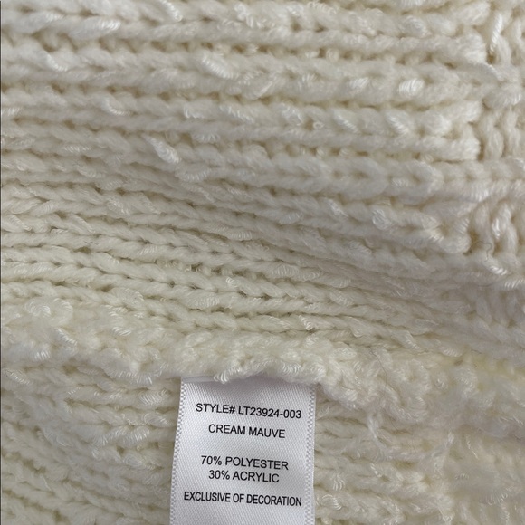 Lush Ivory & Pink Cropped Long Sleeve Button Down Crewneck Knit Cardigan NWT - Picture 7 of 8